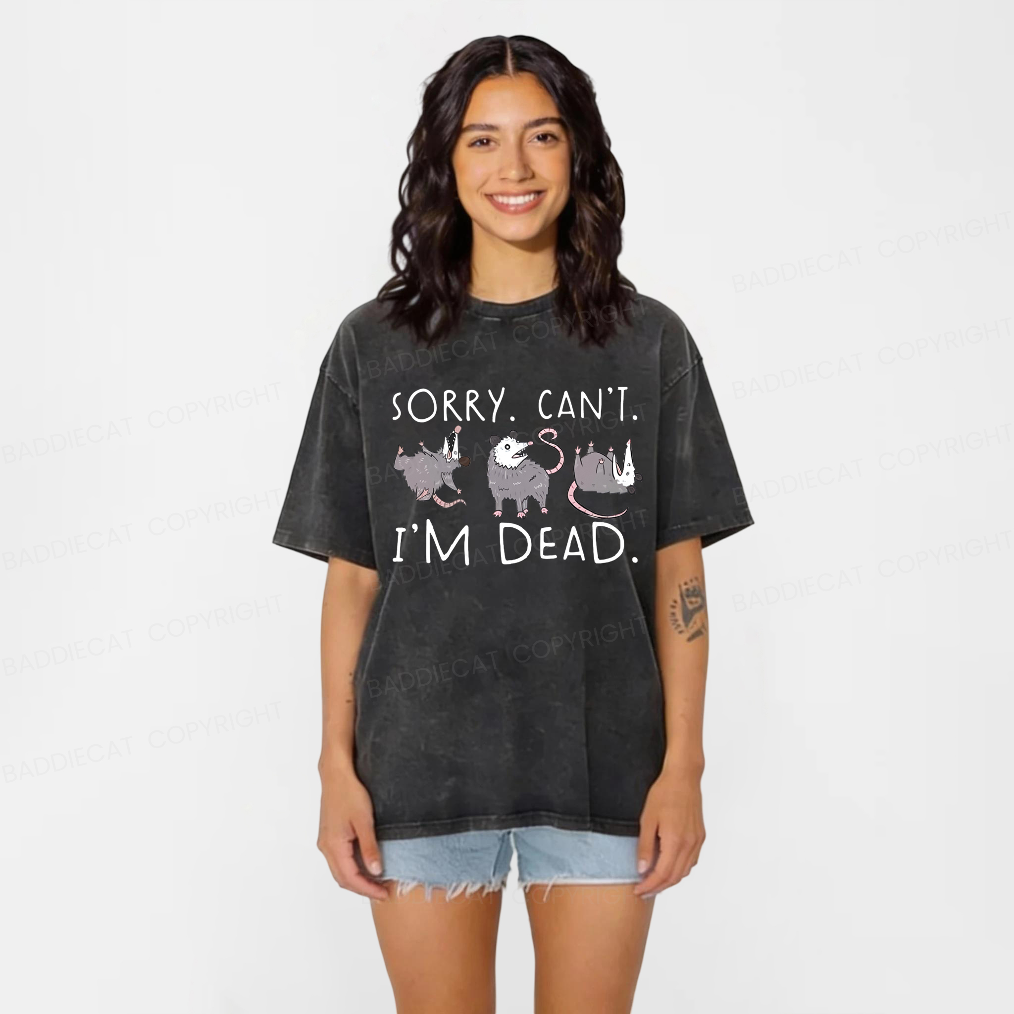 Baddiecat Sorry Can't Washed T-shirt