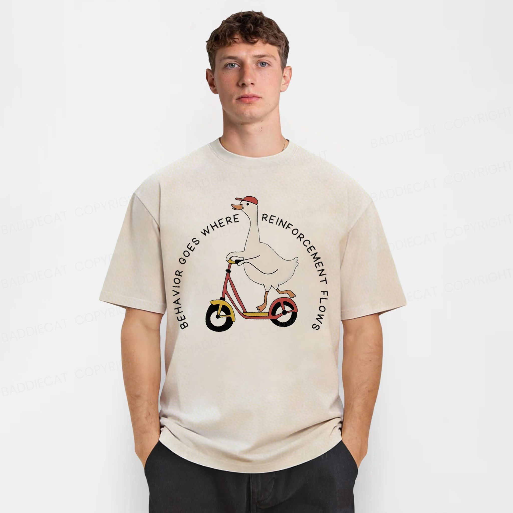 Baddiecat Silly Goose Behavior Goes Where Reinforcement Flows Washed T-shirt