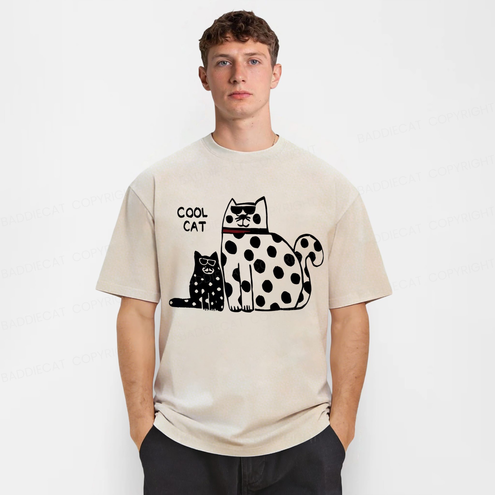 Baddiecat Cool Cat Washed T-shirt