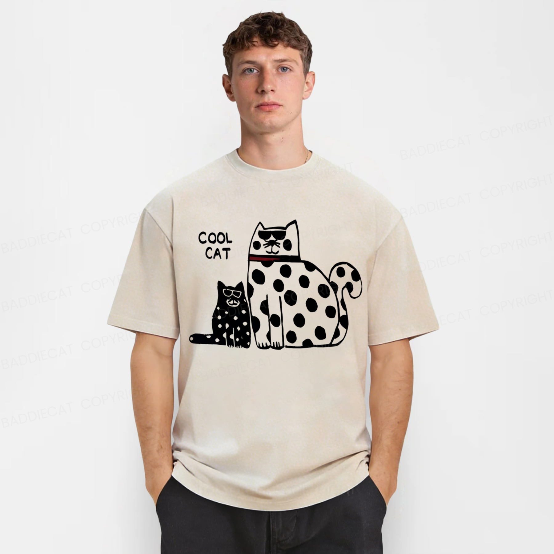 Baddiecat Cool Cat Washed T-shirt