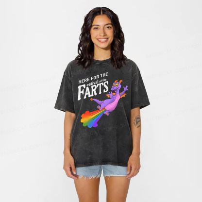 Baddiecat Rainbow Farting Dragon Washed T-shirt