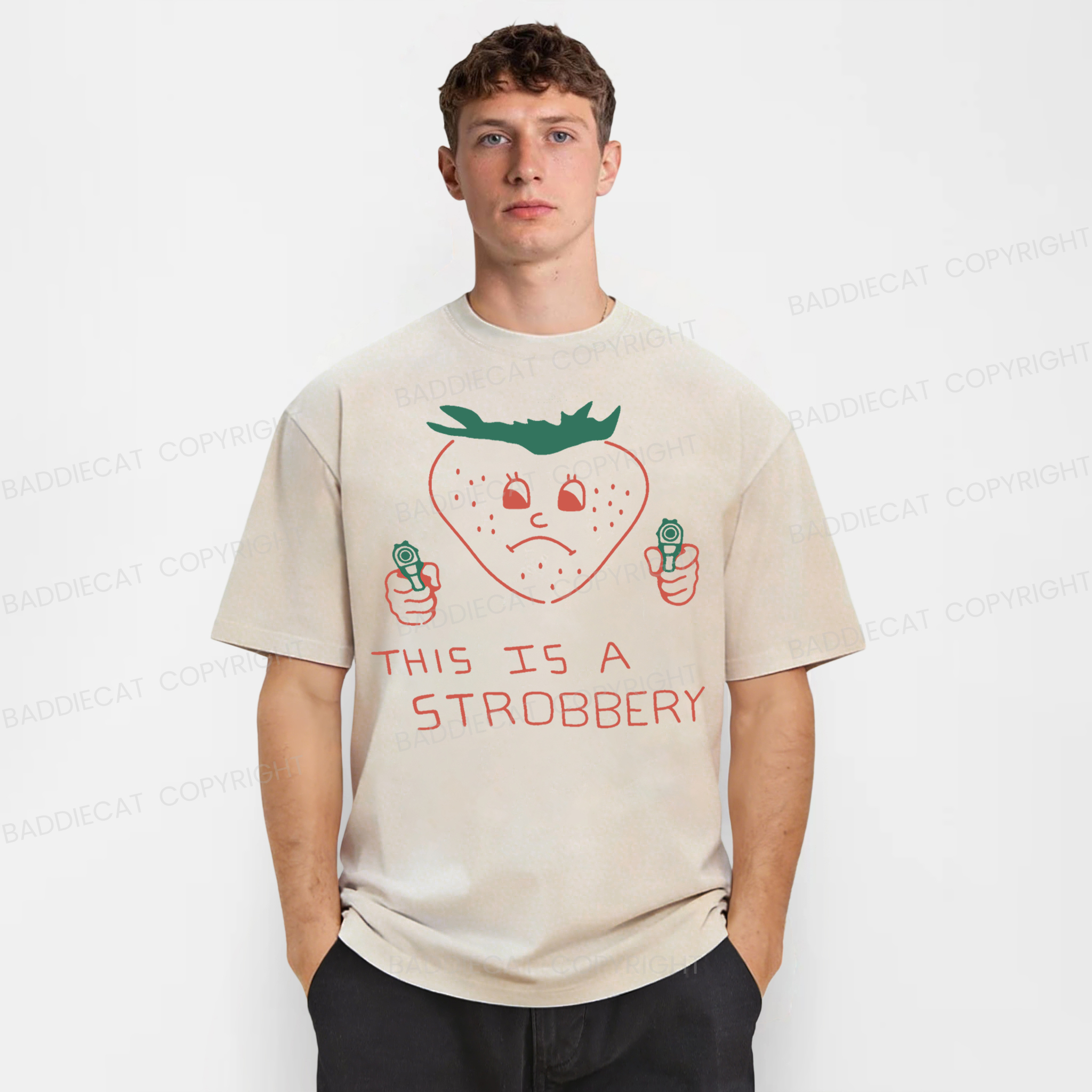 Baddiecat This Is Strobbery Funny Washed T-shirt