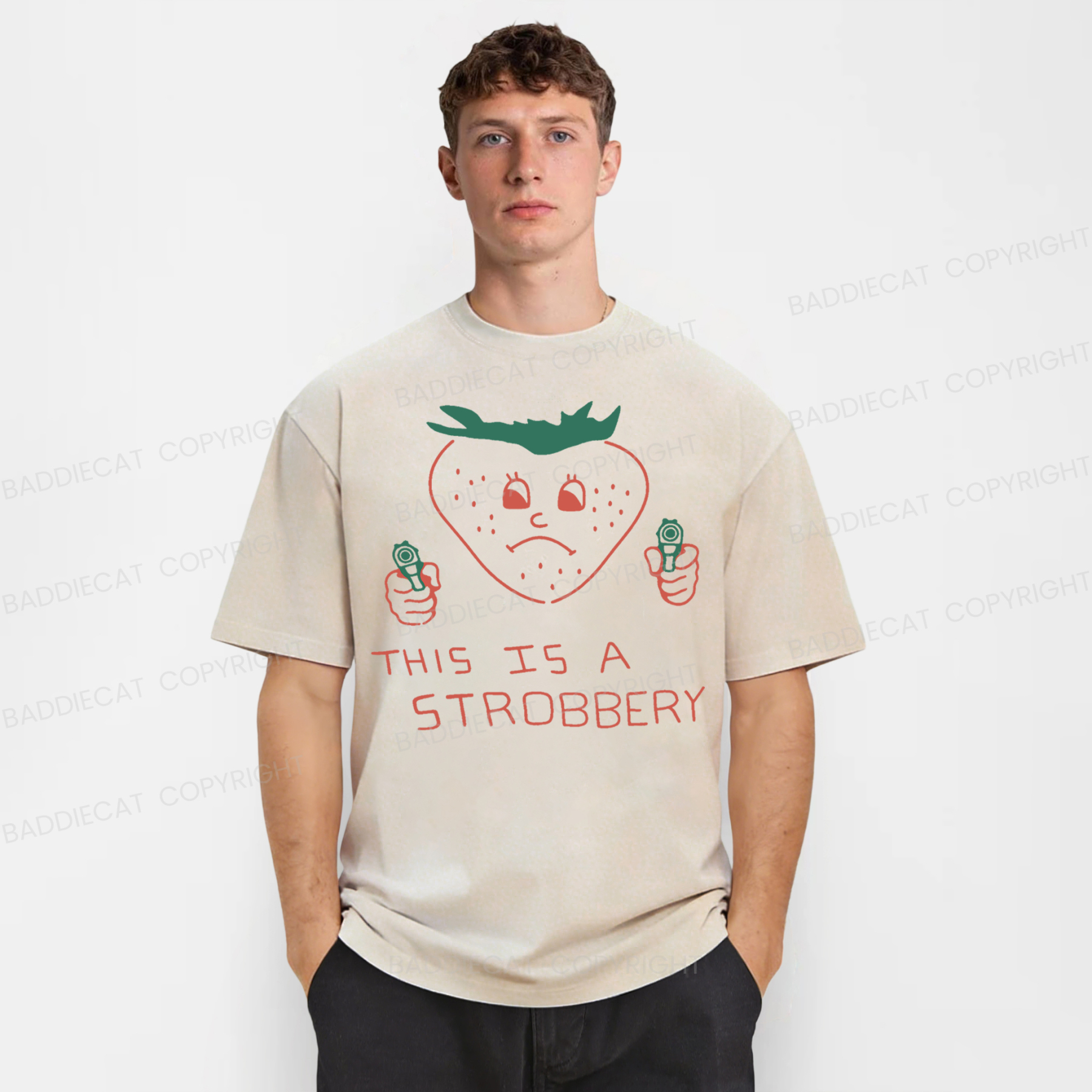 Baddiecat This Is Strobbery Funny Washed T-shirt