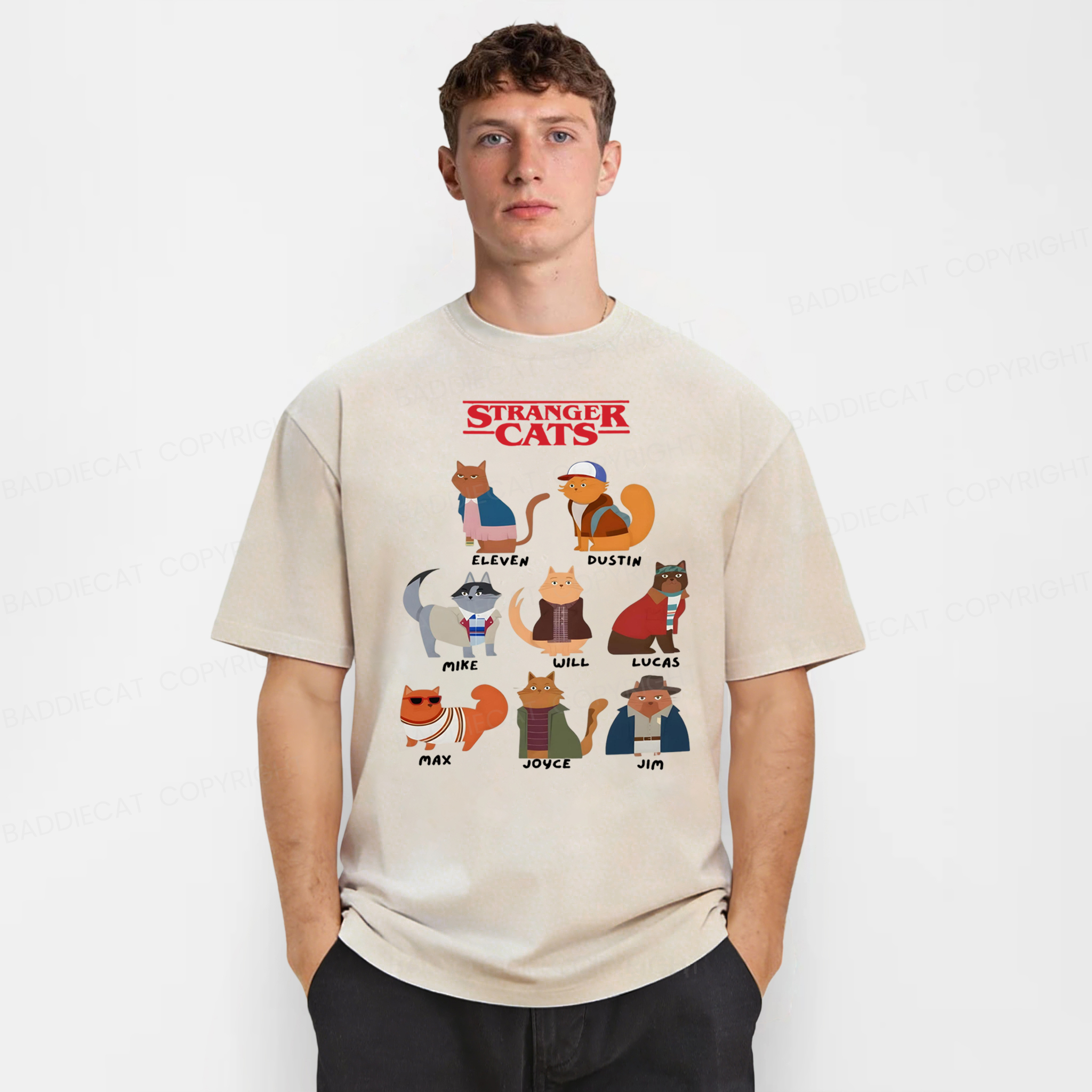 Baddiecat Stranger Cat Washed T-shirt