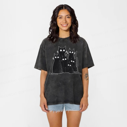 Baddiecat Witchy Black Cat Washed T-shirt