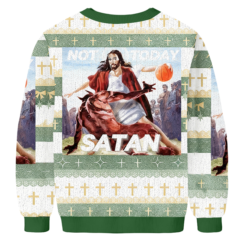 Baddiecat Not Today Satan Christmas Ugly Sweatshirt