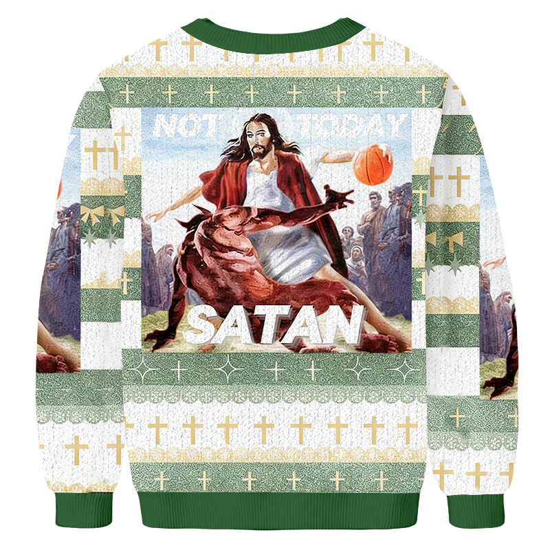 Baddiecat Not Today Satan Christmas Ugly Sweatshirt