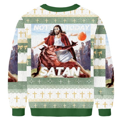 Baddiecat Not Today Satan Christmas Ugly Sweatshirt