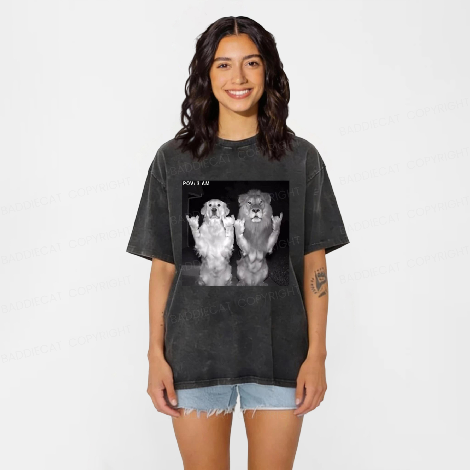 Baddiecat POV 3AM Dancing Washed T-shirt