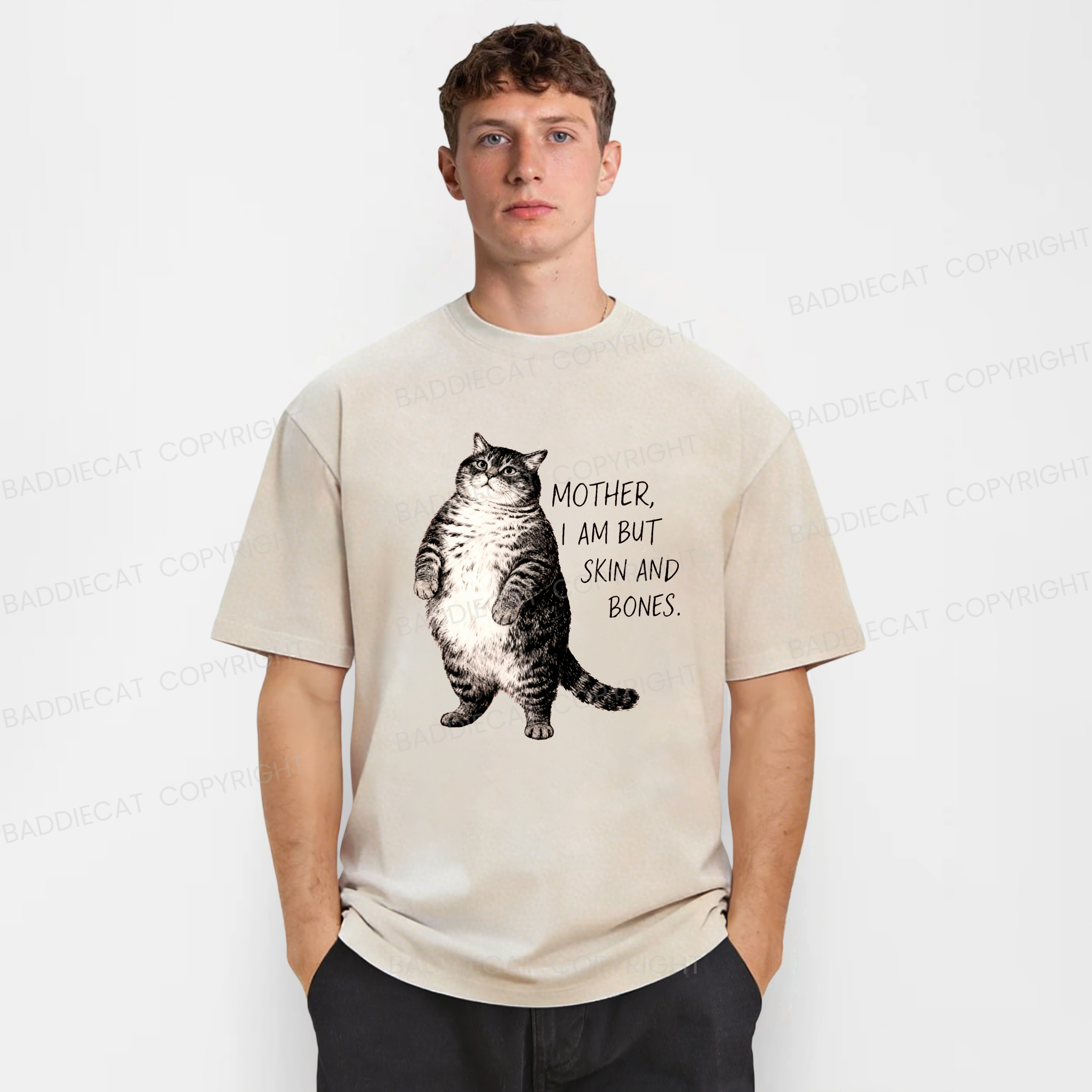 Baddiecat Overweight Cat And Its Doting Owner Washed T-shirt