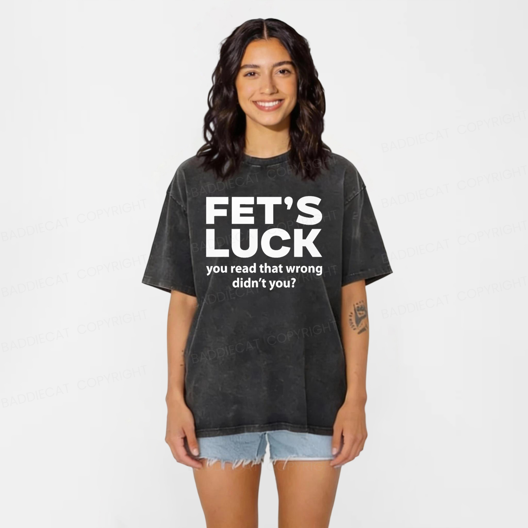 Baddiecat Fet's Luck Washed T-shirt