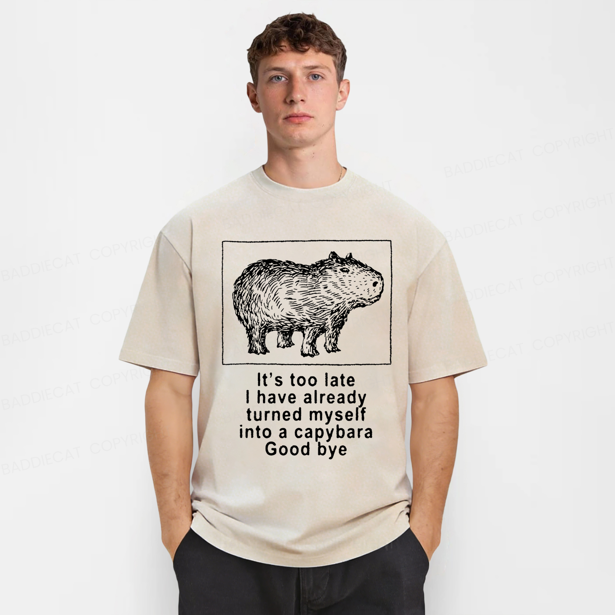 Baddiecat I Have Turned Myself Into A Capybara Washed T-shirt