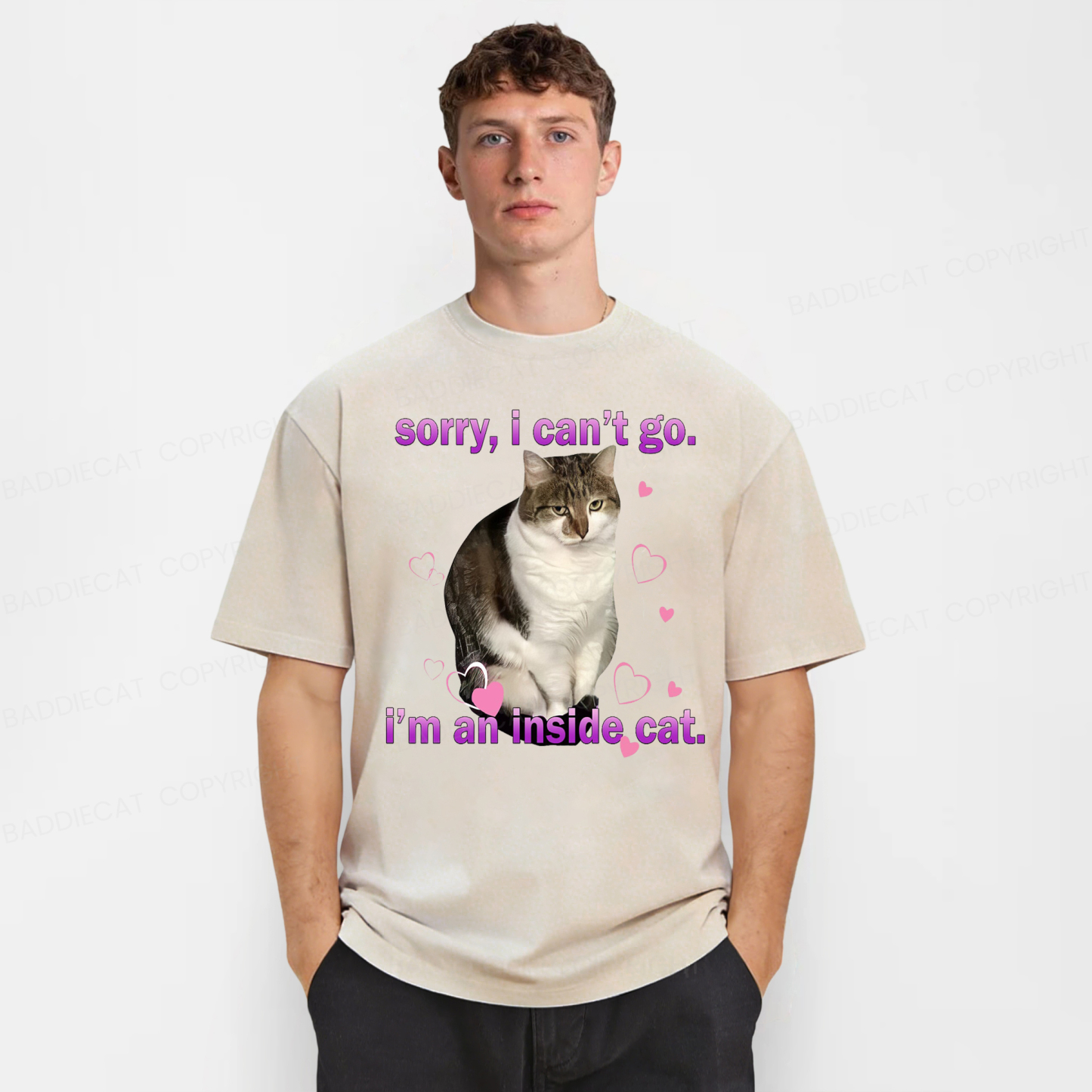 Baddiecat I'm An Inside Cat Washed T-shirt