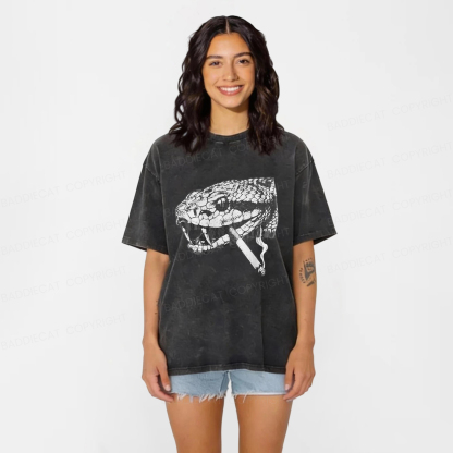 Baddiecat Snake Smoke Washed T-shirt