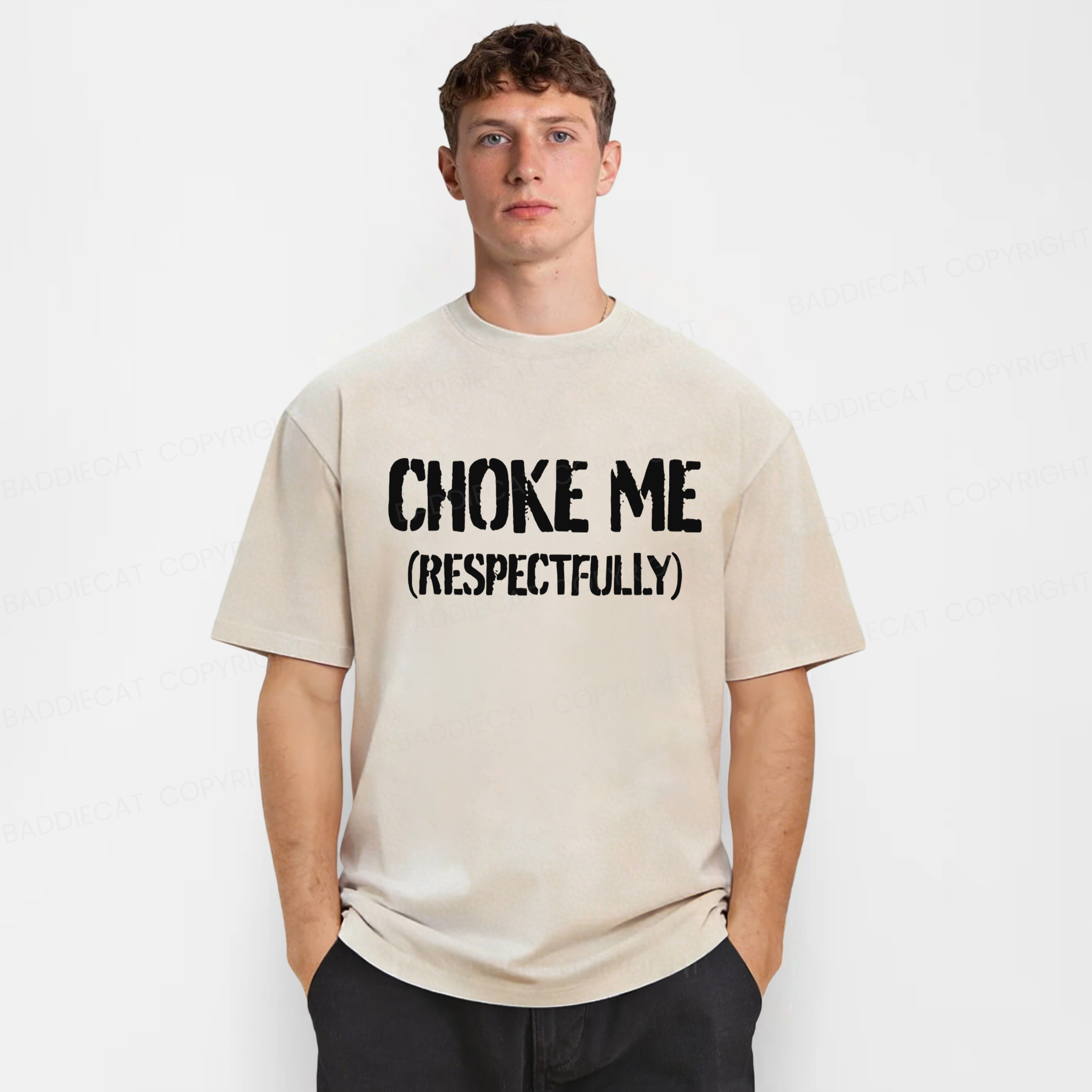 Baddiecat Choke Me Respectfully Washed T-shirt