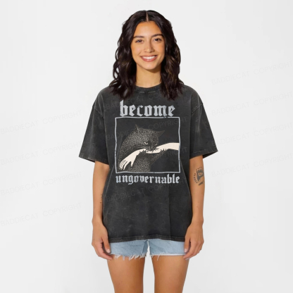 Baddiecat Funny Silly Cats Washed T-shirt