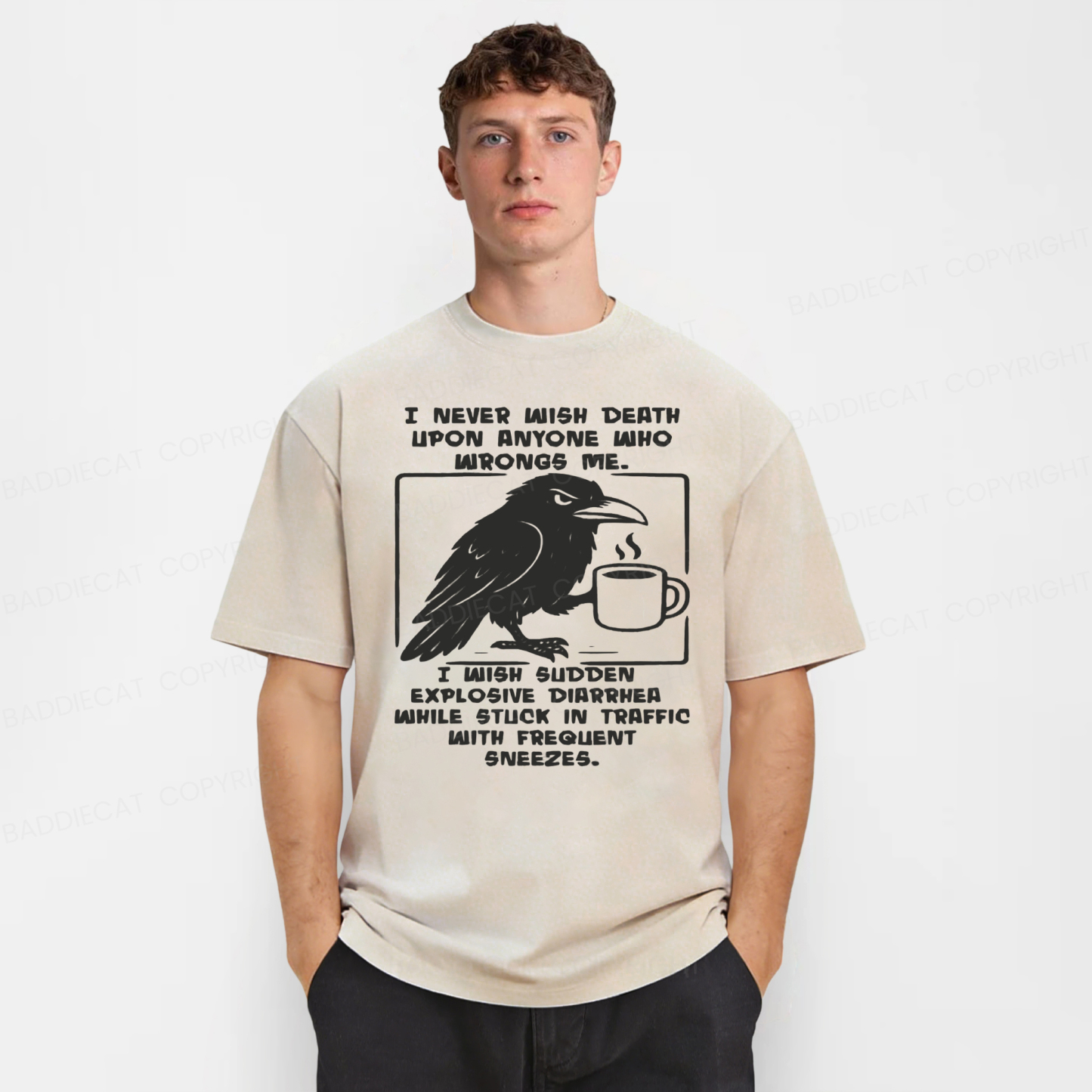 Baddiecat Crow Wish Washed T-shirt