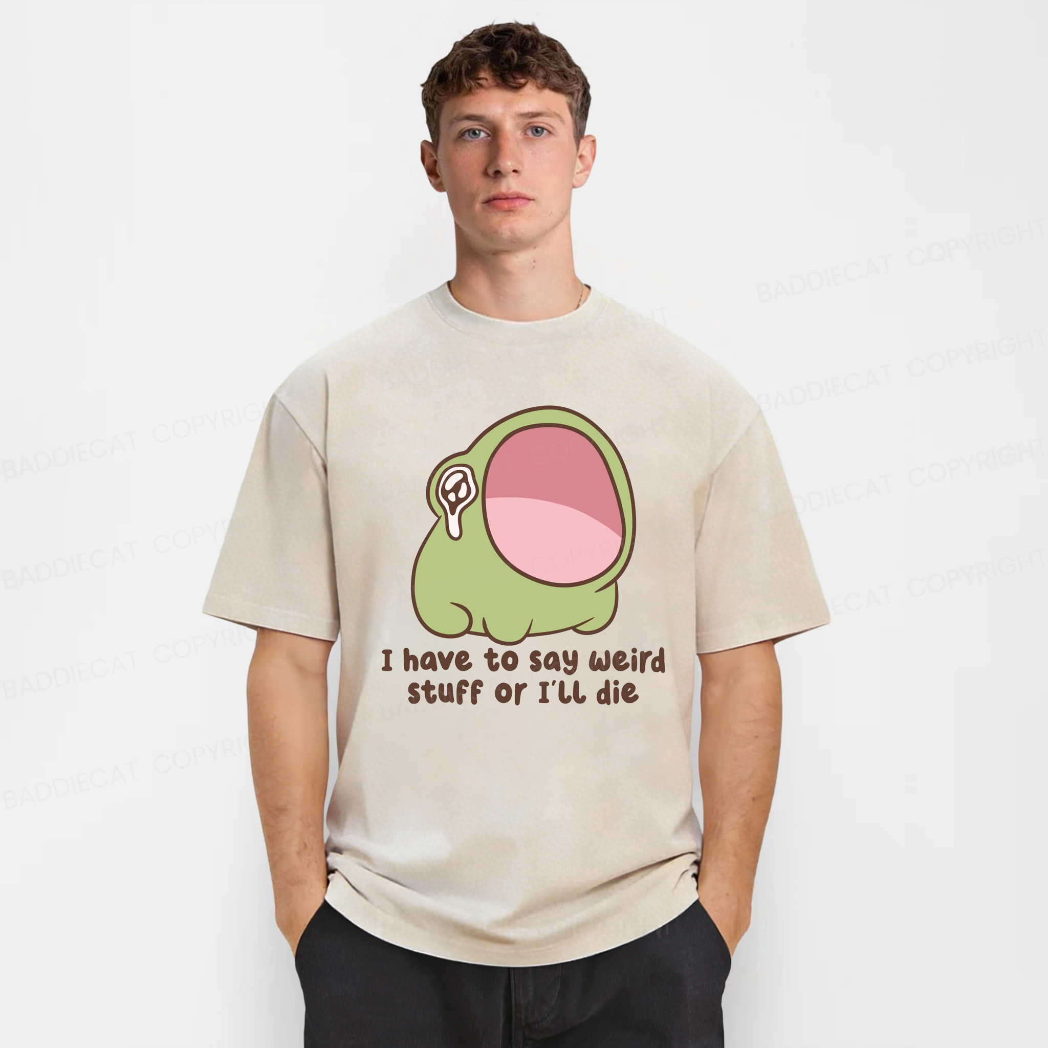 Baddiecat I Have To Say Weird Stuff Or I'll Die Washed T-shirt
