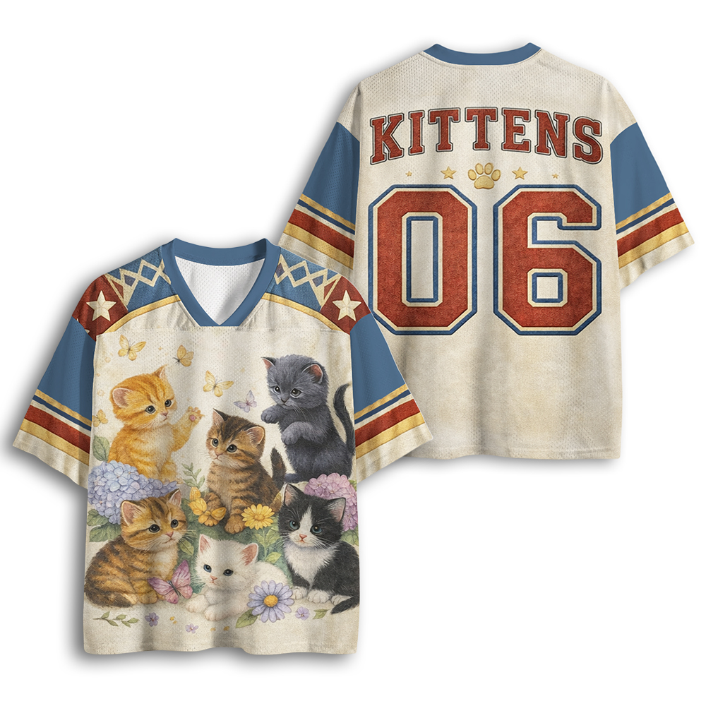 Baddiecat Kittens Floral Mesh Jersey