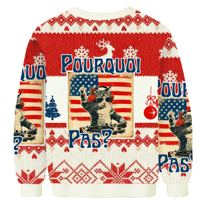 Baddiecat Pourquoi Pas Christmas Ugly Sweatshirt