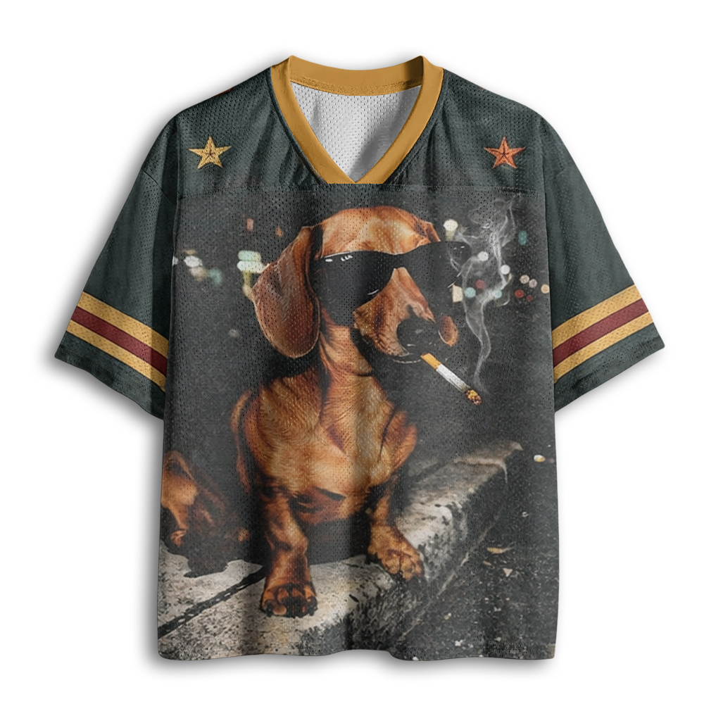 Baddiecat Dachshund Dog Smoking Mesh Jersey