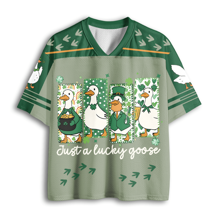 Baddiecat Funny St Patrick Goose Holiday Goose Top Mesh Jersey