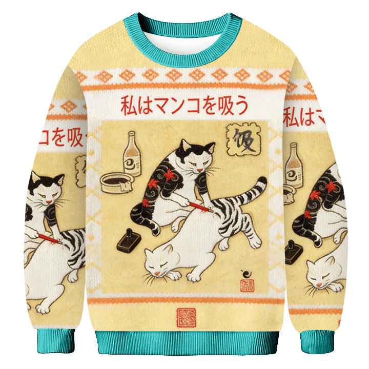 Baddiecat Japanese Tokyo Cat Ugly Sweatshirt