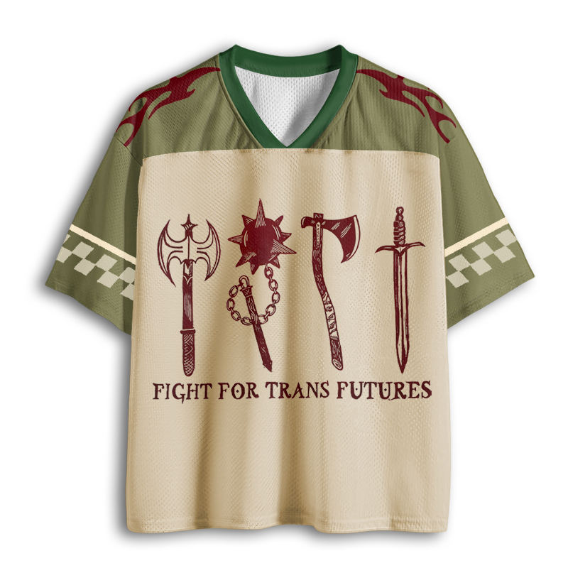 Baddiecat Fight For Trans Futures Block-Printed Mesh Jersey
