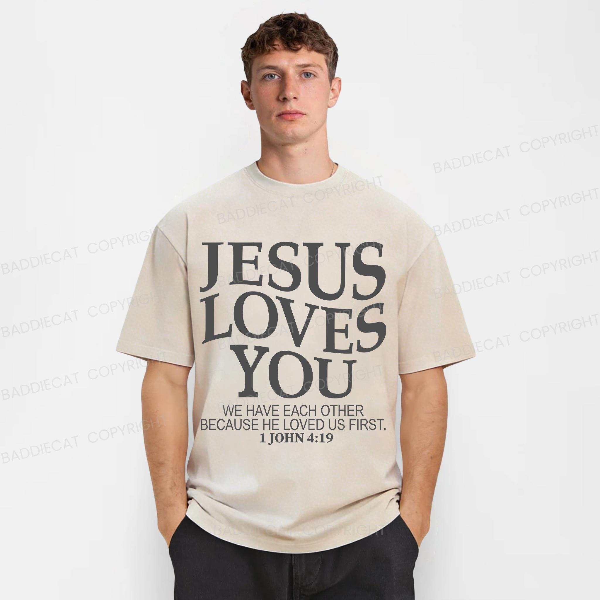 Baddiecat Love Jesus Washed T-shirt