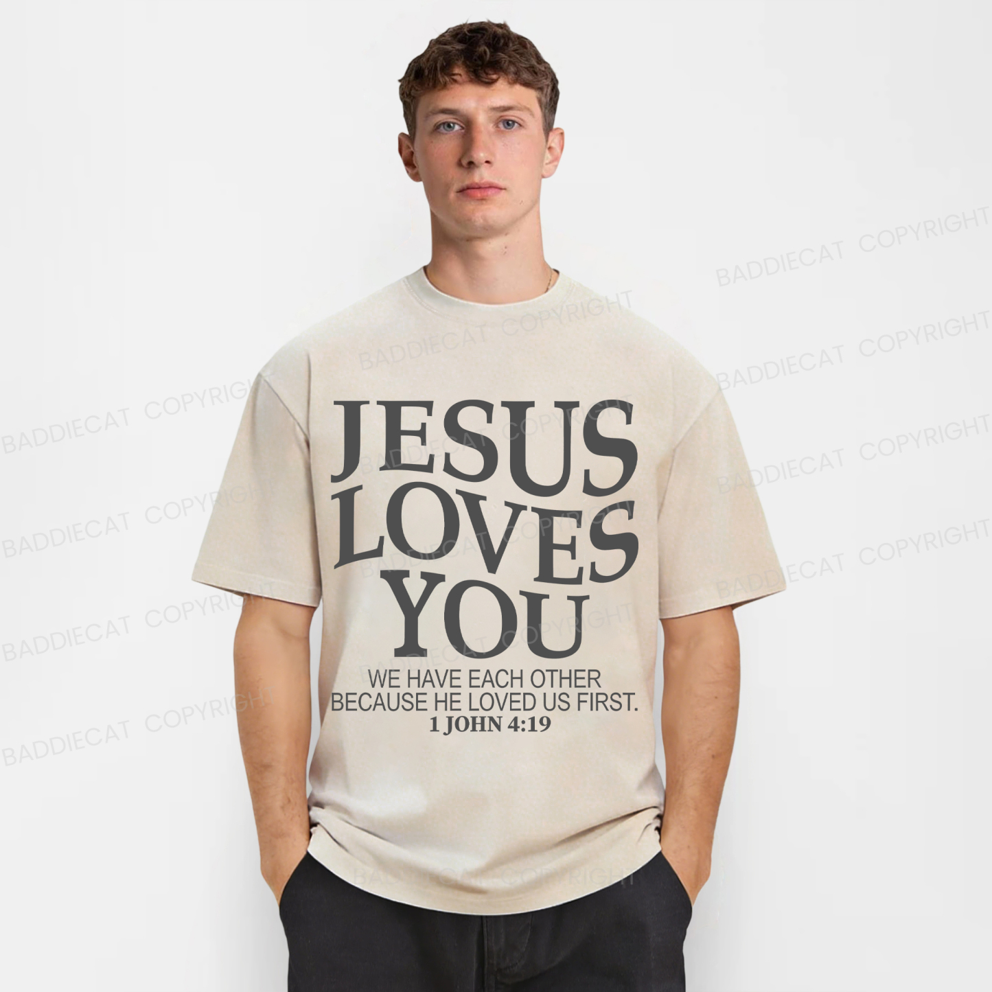 Baddiecat Love Jesus Washed T-shirt