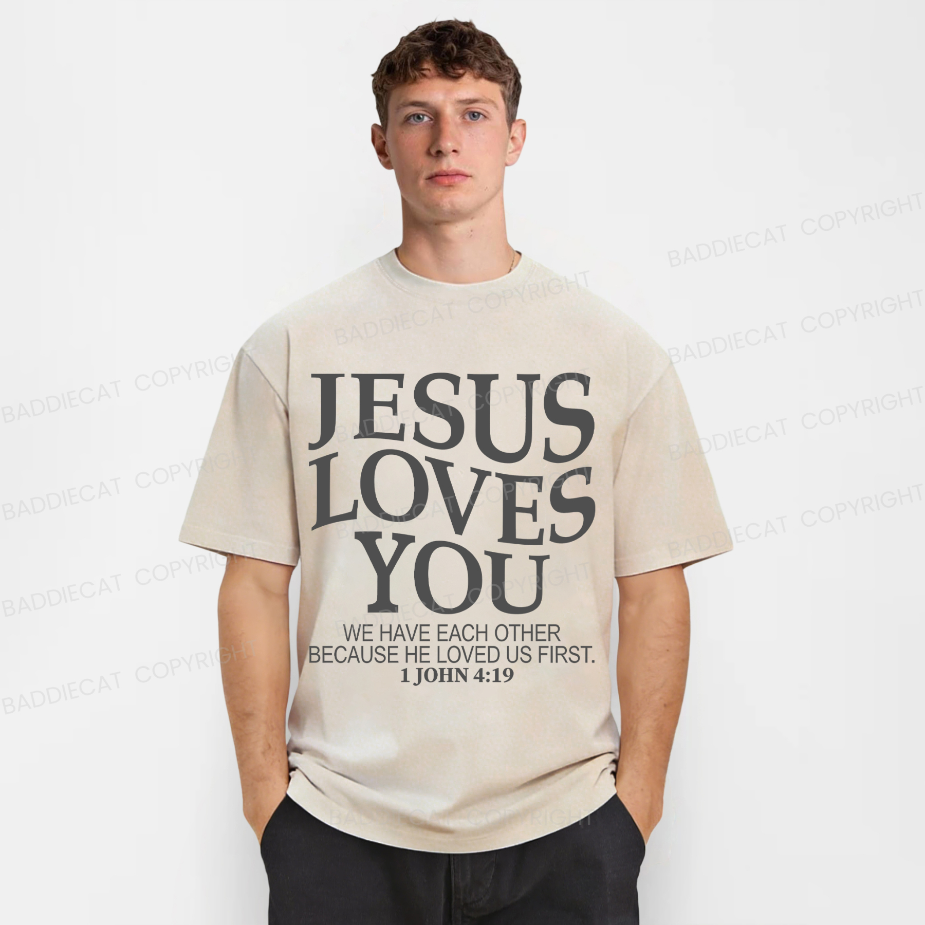 Baddiecat Love Jesus Washed T-shirt