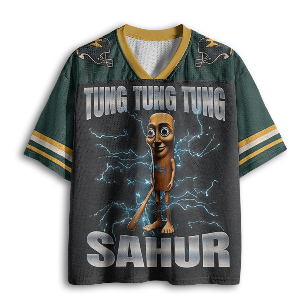 Baddiecat Tung Tung Tung Sahur Funny Meme Mesh Jersey