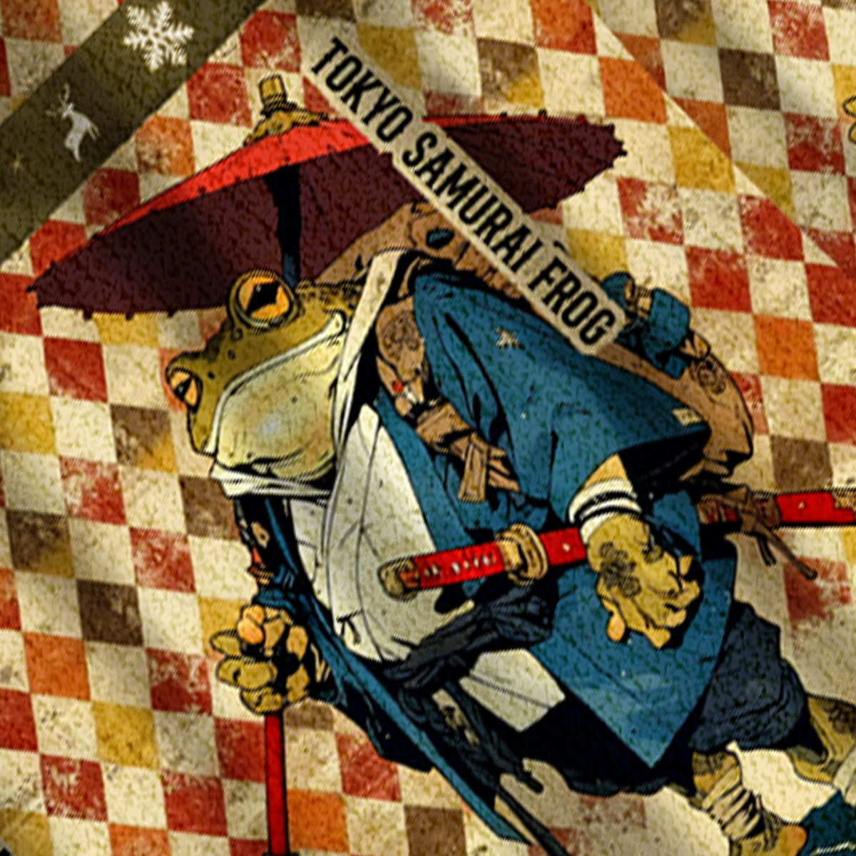 Baddiecat Tokyo Samurai Frog Christmas Ugly Sweatshirt