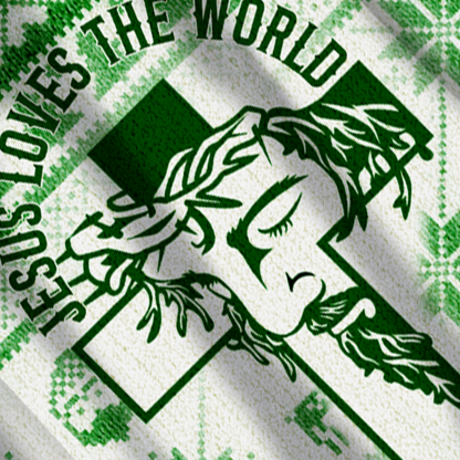 Baddiecat JESUS LOVES THE WORLD Christmas Ugly Sweatshirt