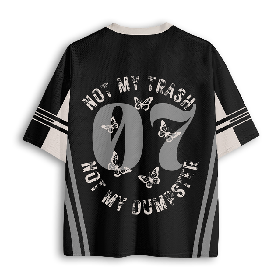 Baddiecat Not My Trash Not My Dumpster Snarky Funny Raccoon Mesh Jersey