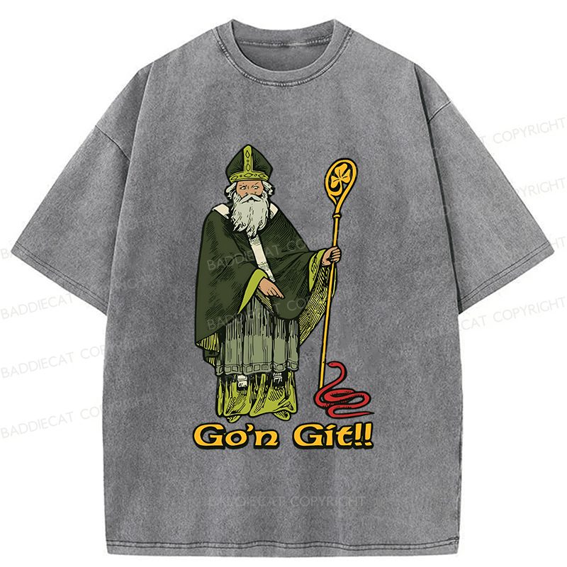 Baddiecat Funny St Patricks Day Washed T-shirt