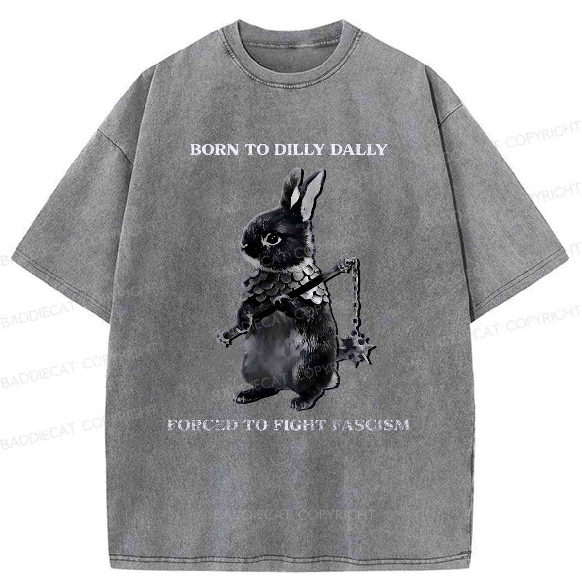 Baddiecat Born To Dilly Dally Forced To Fight Washed T-shirt