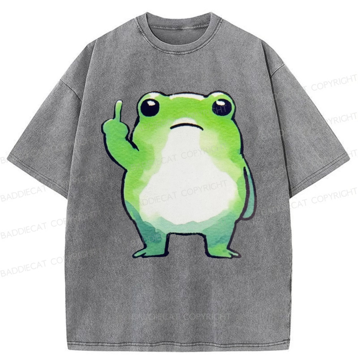 Baddiecat Middle Finger Frog Washed T-shirt