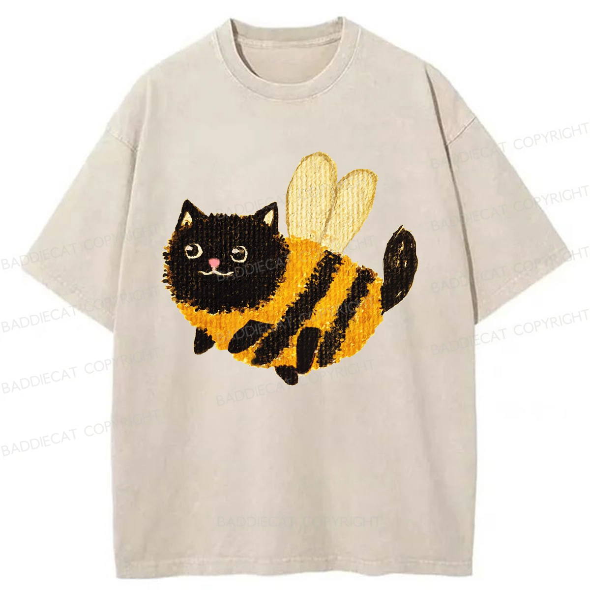 Baddiecat Cat Bee Washed T-shirt