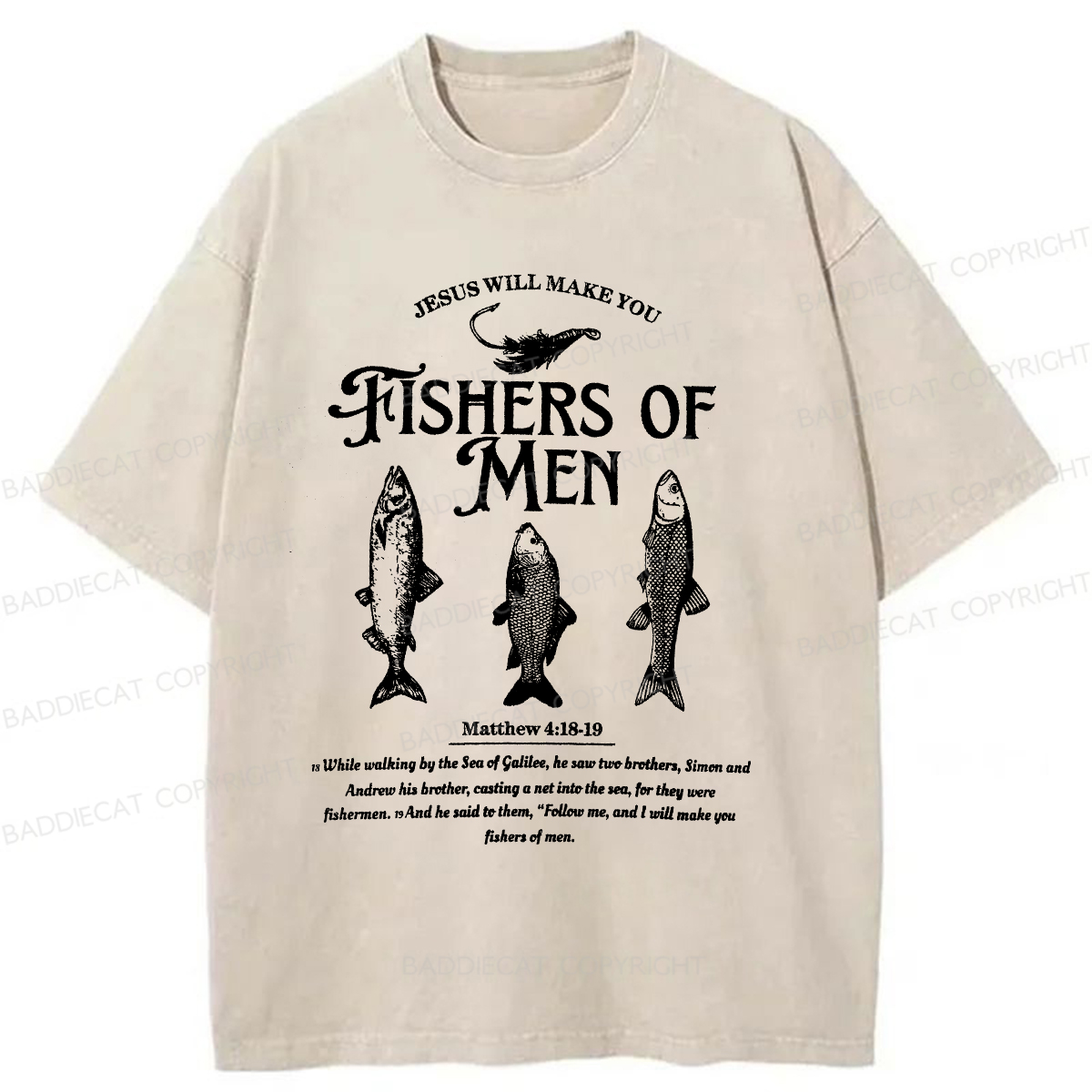 Baddiecat Fishers Of Men Washed T-shirt