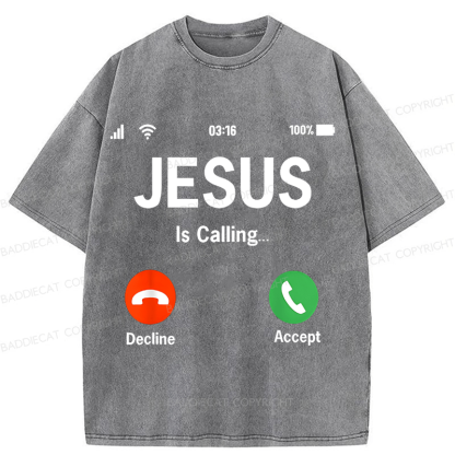 Baddiecat Jesus Christian faith Funny Meme Washed T-shirt