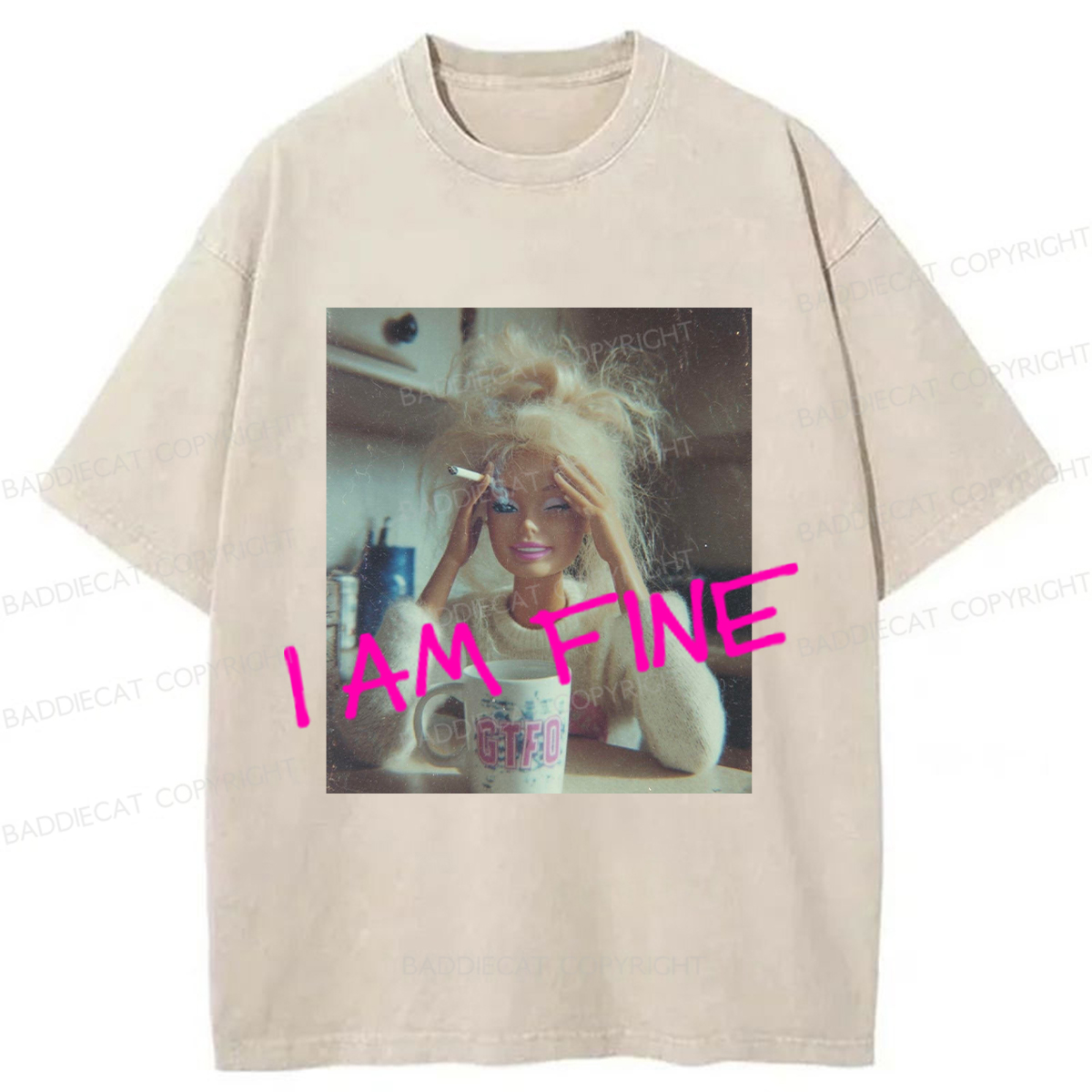 Baddiecat Fine Barbie Washed T-shirt