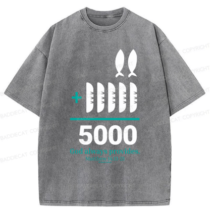 Baddiecat Loaves And Fishes Bible Verse Washed T-shirt