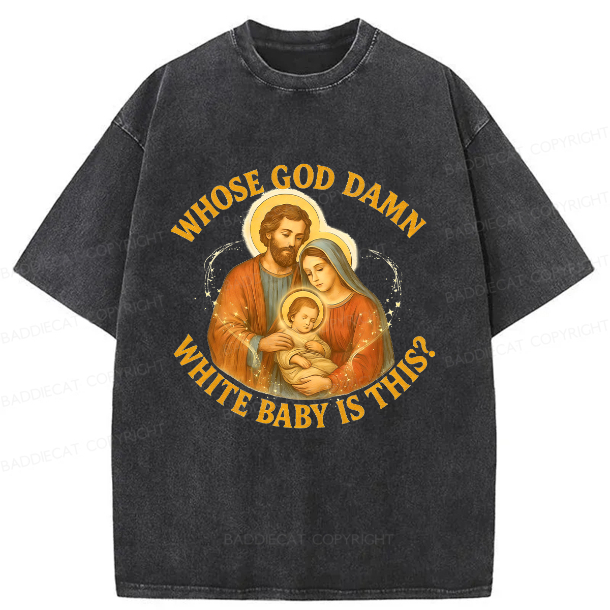 Baddiecat Jesus Meme Washed T-shirt