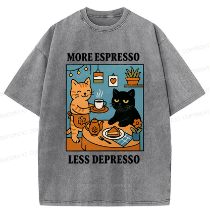 Baddiecat More Espresso Less Depresso Washed T-shirt