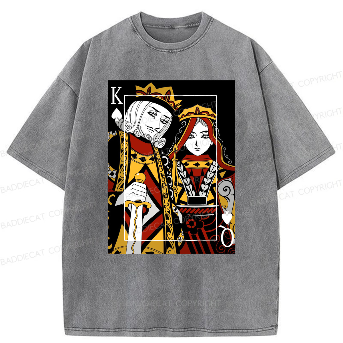 Baddiecat King And Queen Poker Washed T-shirt