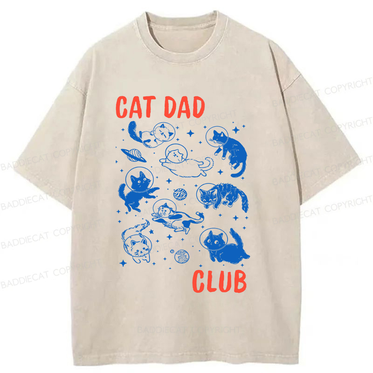 Baddiecat Cat Dad Club Washed T-shirt