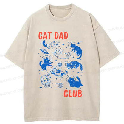 Baddiecat Cat Dad Club Washed T-shirt