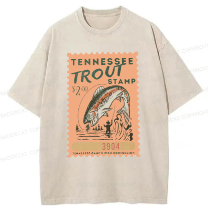 Baddiecat Tennessee Trout Stamp Washed T-shirt