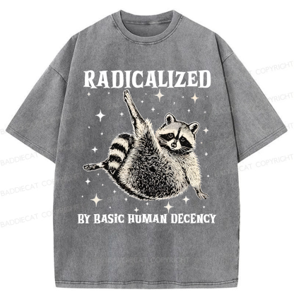 Baddiecat Radicalized By Basic Decency Raccoon Washed T-shirt